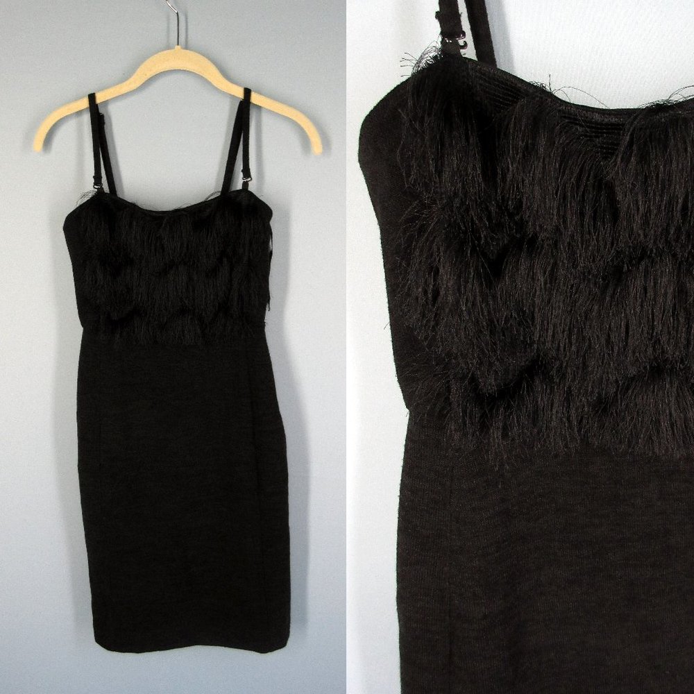 NWT BANANA REPUBLIC Sweater Knit Eyelash Fringe Convertible Strap Dress 0 Petite